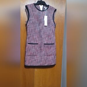 Veronica Beard Pink and Black Tweed Mini Dress Size 4